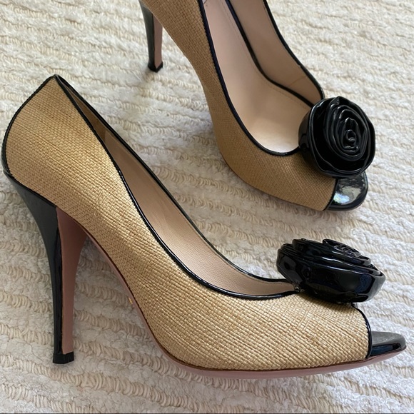 Prada peep toe raffia pumps - Picture 10 of 16